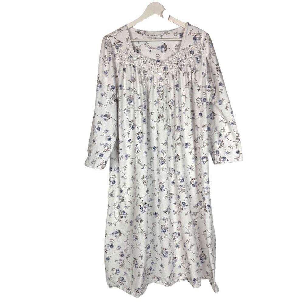 Eileen West Womens XL100% Cotton Embellished Nightgown